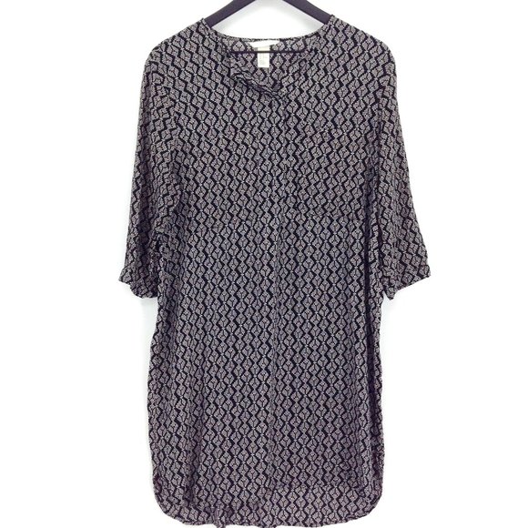 H&M Short Sleeve Buttoned Pullover Tunic Dress - Picture 1 of 8